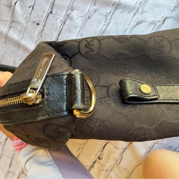 Michael Kors BEDFORD Small Satchel MK Monogram Jacquard Black Y2k Tote Logo - Picture 5 of 16